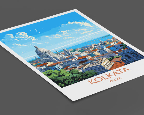 Kolkata Travel Print, Travel Poster of Kolkata, India, Kolkata Art Gift, Wall Art Print