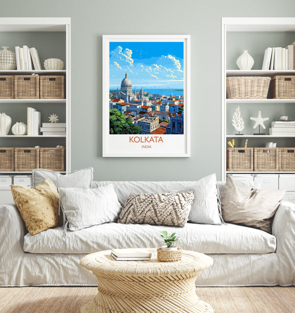 Kolkata Travel Print, Travel Poster of Kolkata, India, Kolkata Art Gift, Wall Art Print