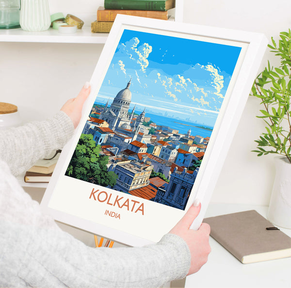Kolkata Travel Print, Travel Poster of Kolkata, India, Kolkata Art Gift, Wall Art Print