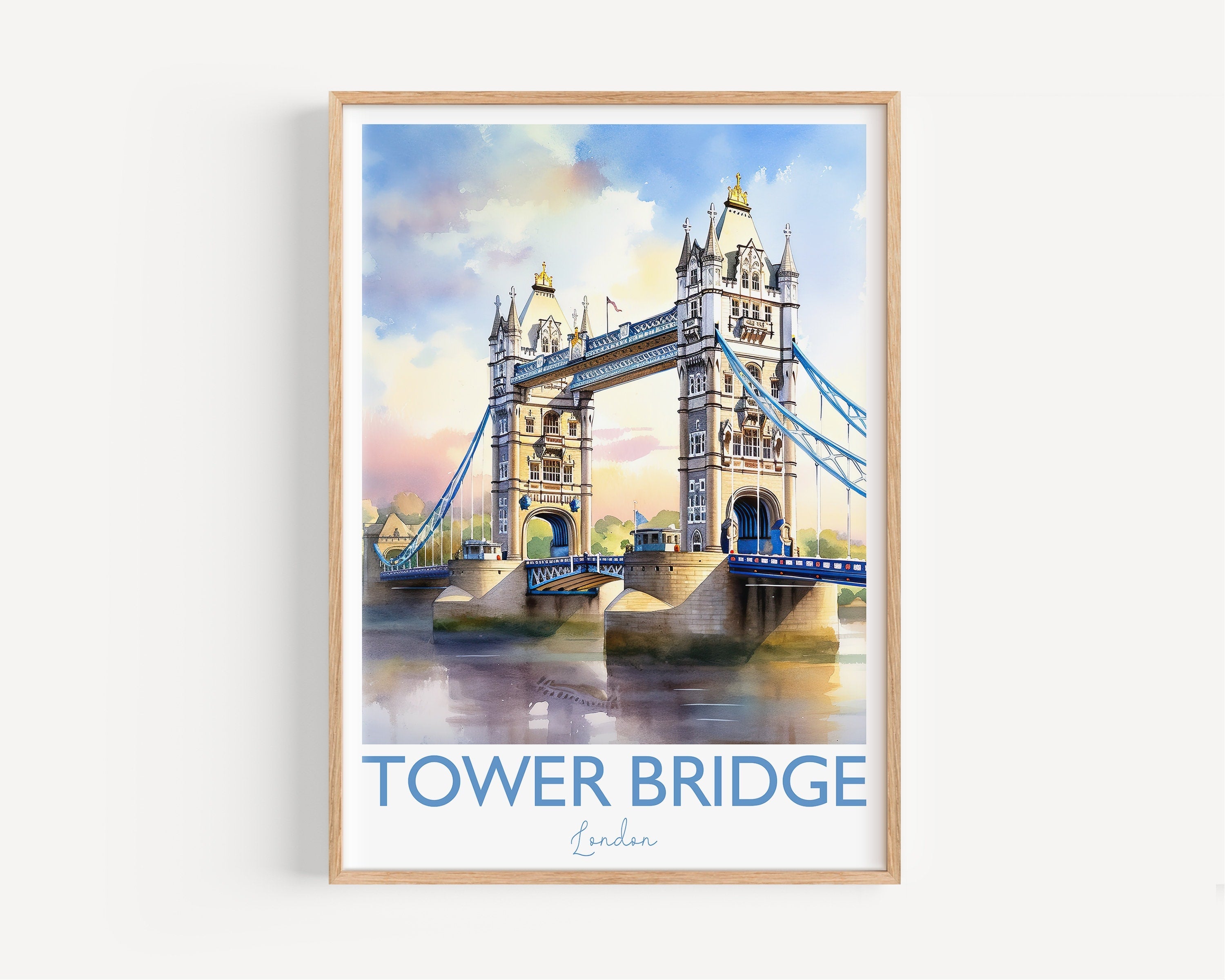 Tower Bridge Poster, Travel Print of Tower Bridge, London, England, Tower Bridge Art Gift, London Travel Watercolour Gift NQ Media Designs