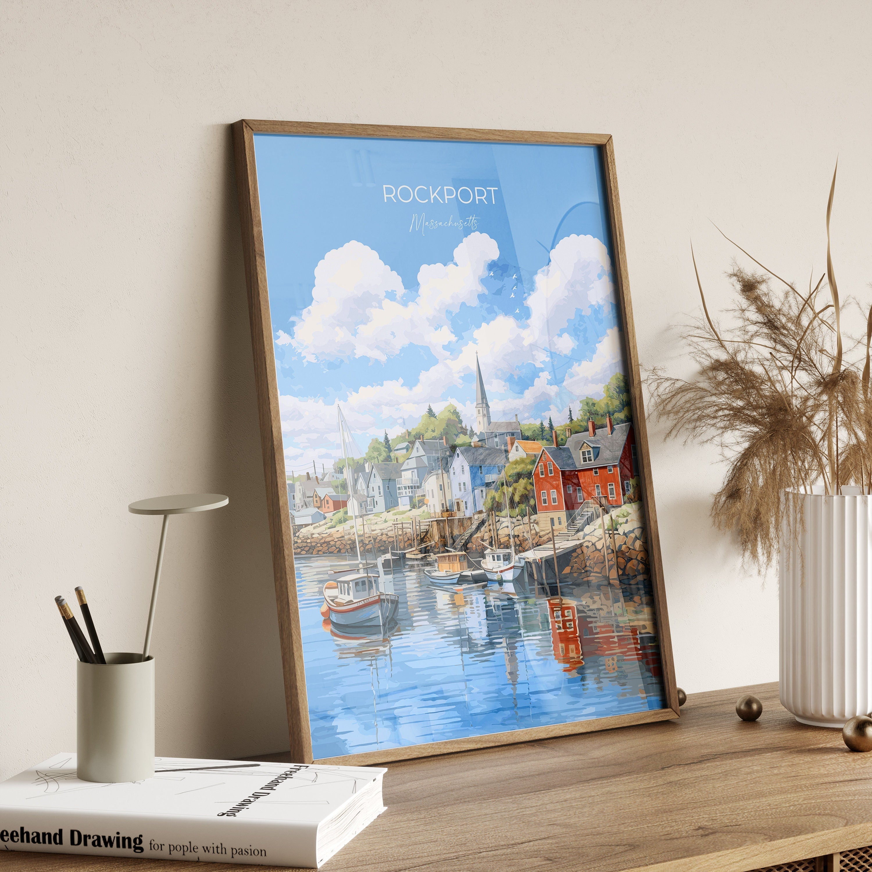 Rockport Poster, Travel Print of Rockport, Massachusetts Wall Art, Rockport Gift, USA, Travel Gift NQ Media Designs