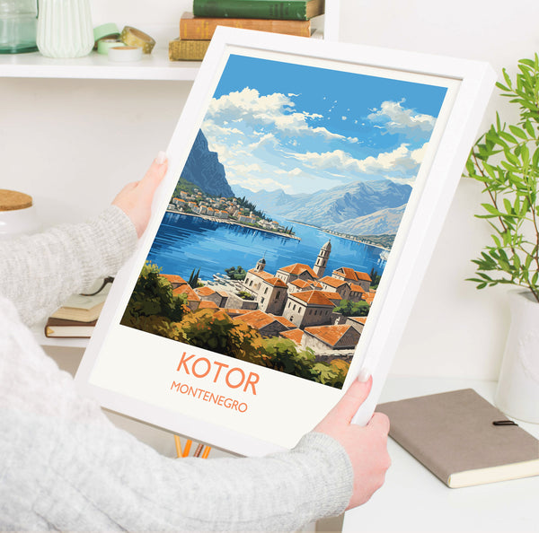 Kotor Travel Poster, KotorTravel Print, Montenegro Art Gift, Europe Art, Kotor Gift, Wall Art Print