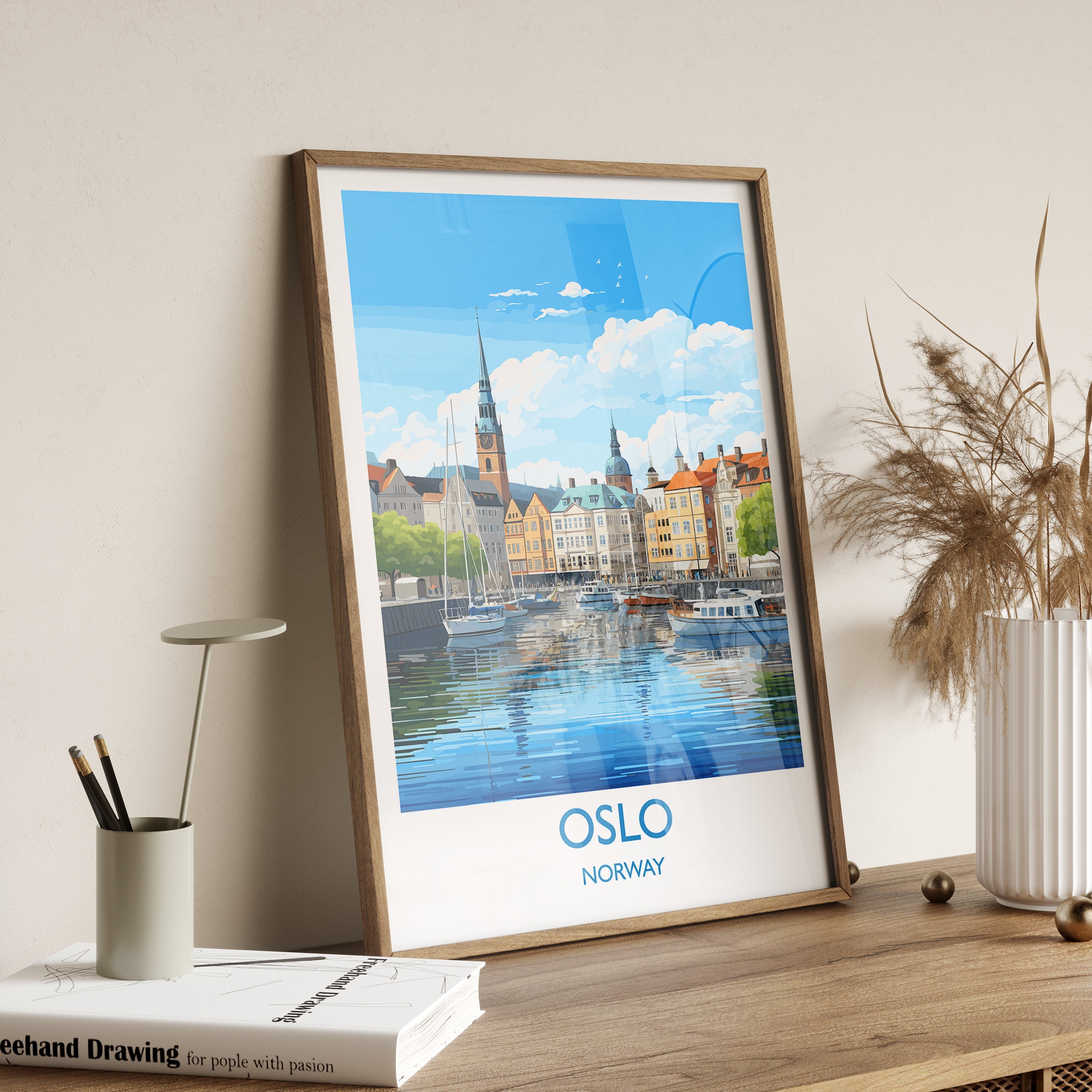 Oslo Poster, Travel Print of Oslo, Norway, Oslo Gift, Norway Wall Art, Travel Gift NQ Media Designs