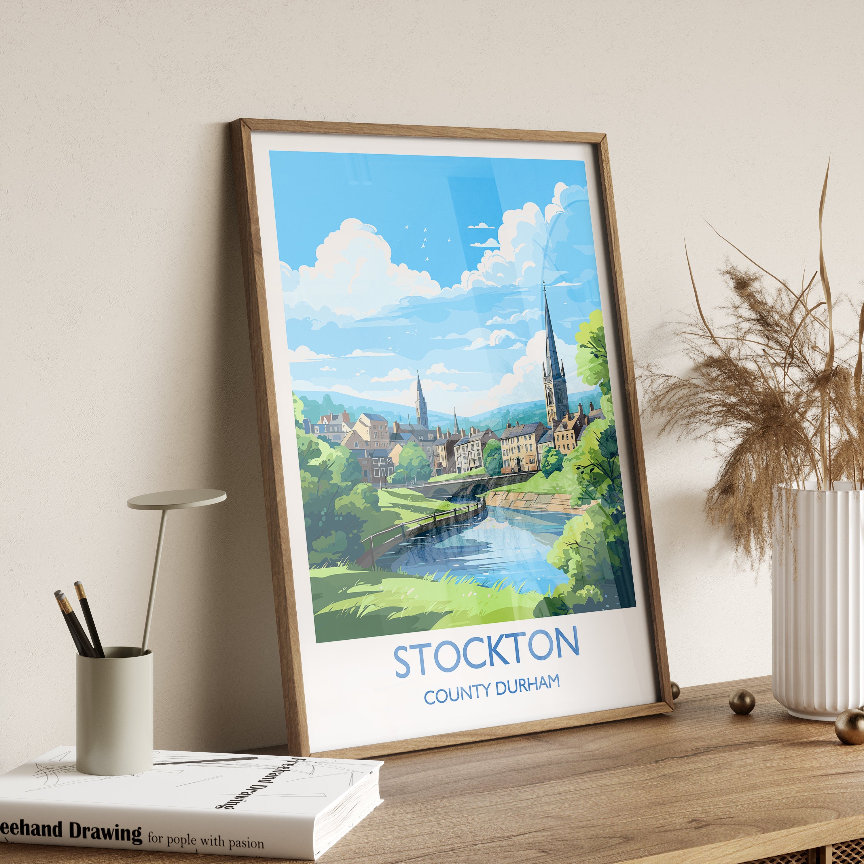 Stockton Print Travel Wall Art, Travel Poster of Stockton on Tees,Stockton Art Print, County Durham Wall Print, Stockton Gift, NQ Media Designs
