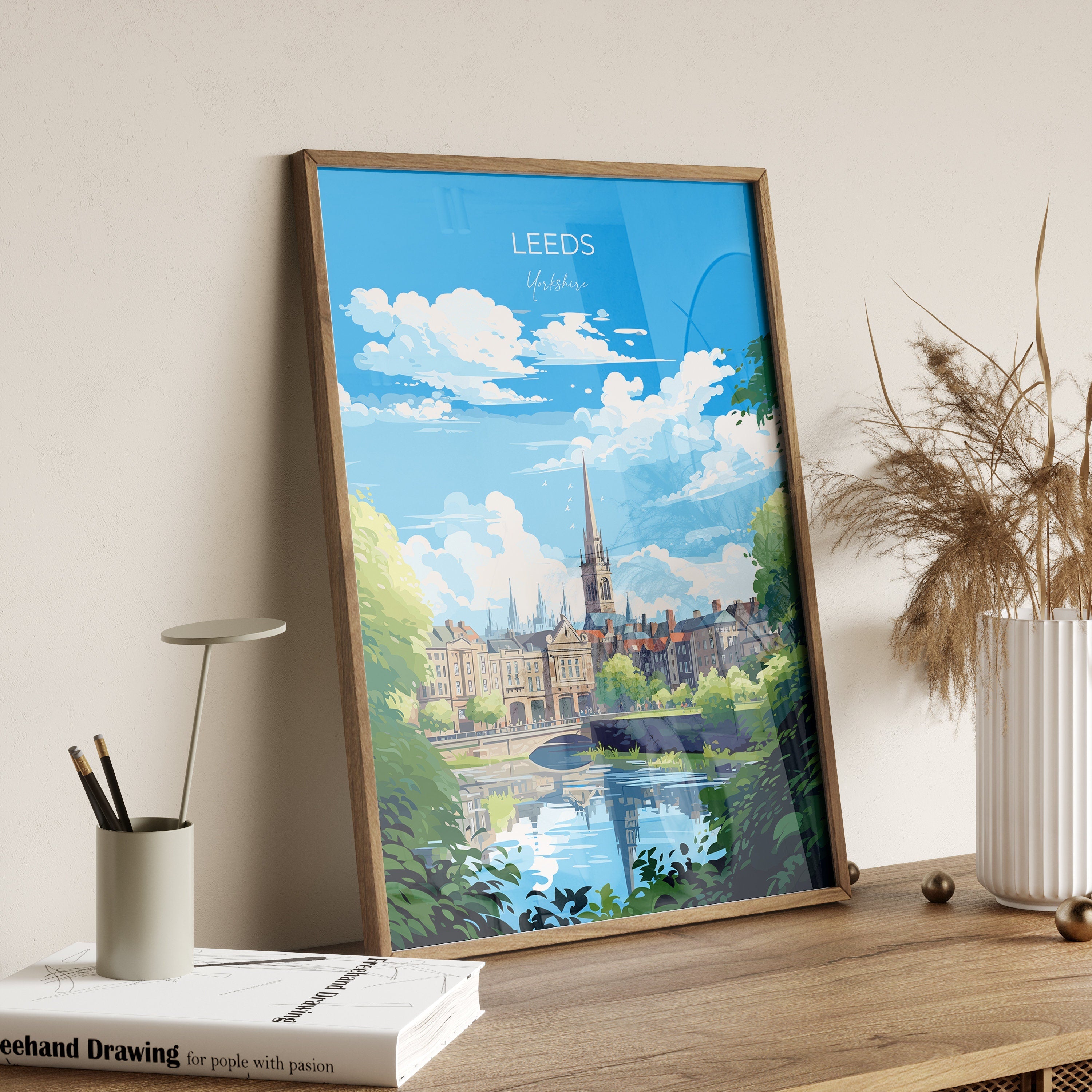 Leeds Print Travel Wall Art, Travel Poster of Leeds,Leeds Art Print, Yorkshire Wall Print, Yorkshire Gift,Leeds Artwork NQ Media Designs