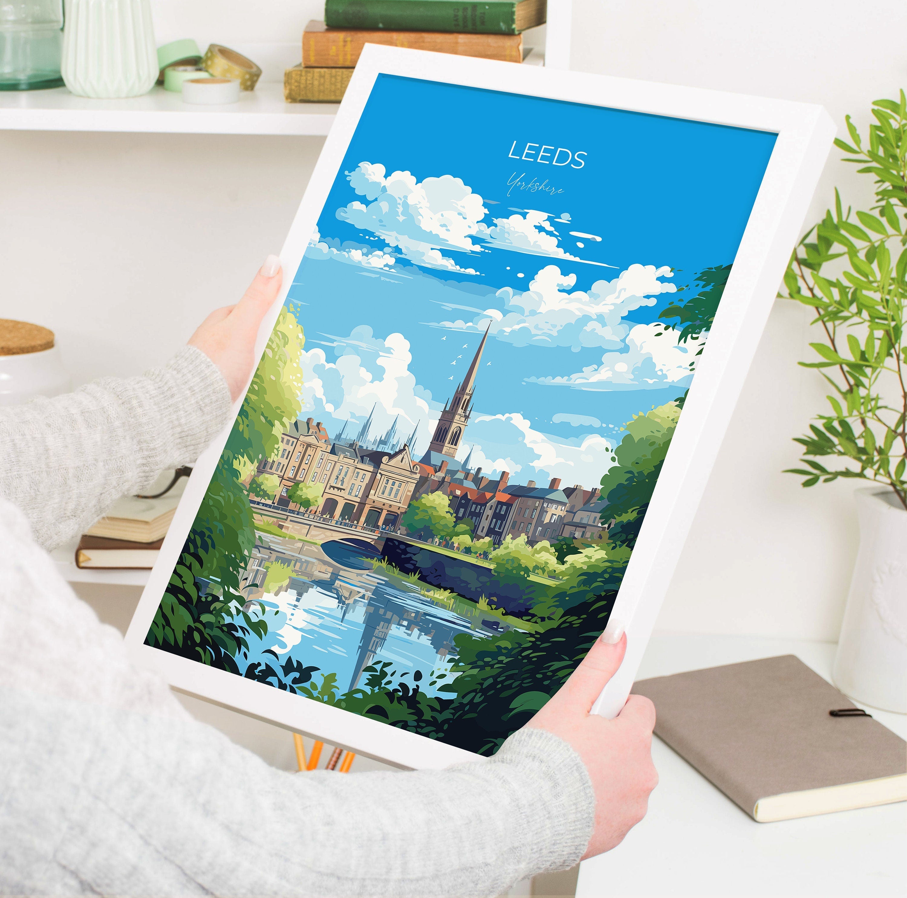 Leeds Print Travel Wall Art, Travel Poster of Leeds,Leeds Art Print, Yorkshire Wall Print, Yorkshire Gift,Leeds Artwork NQ Media Designs