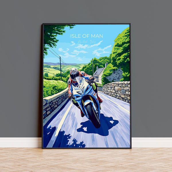Isle of Man Print Motorbike Wall Art, Travel Poster of Isle of Man, Motorbike Racing Art, Isle of Man Art Gift,British Isles Wall Art