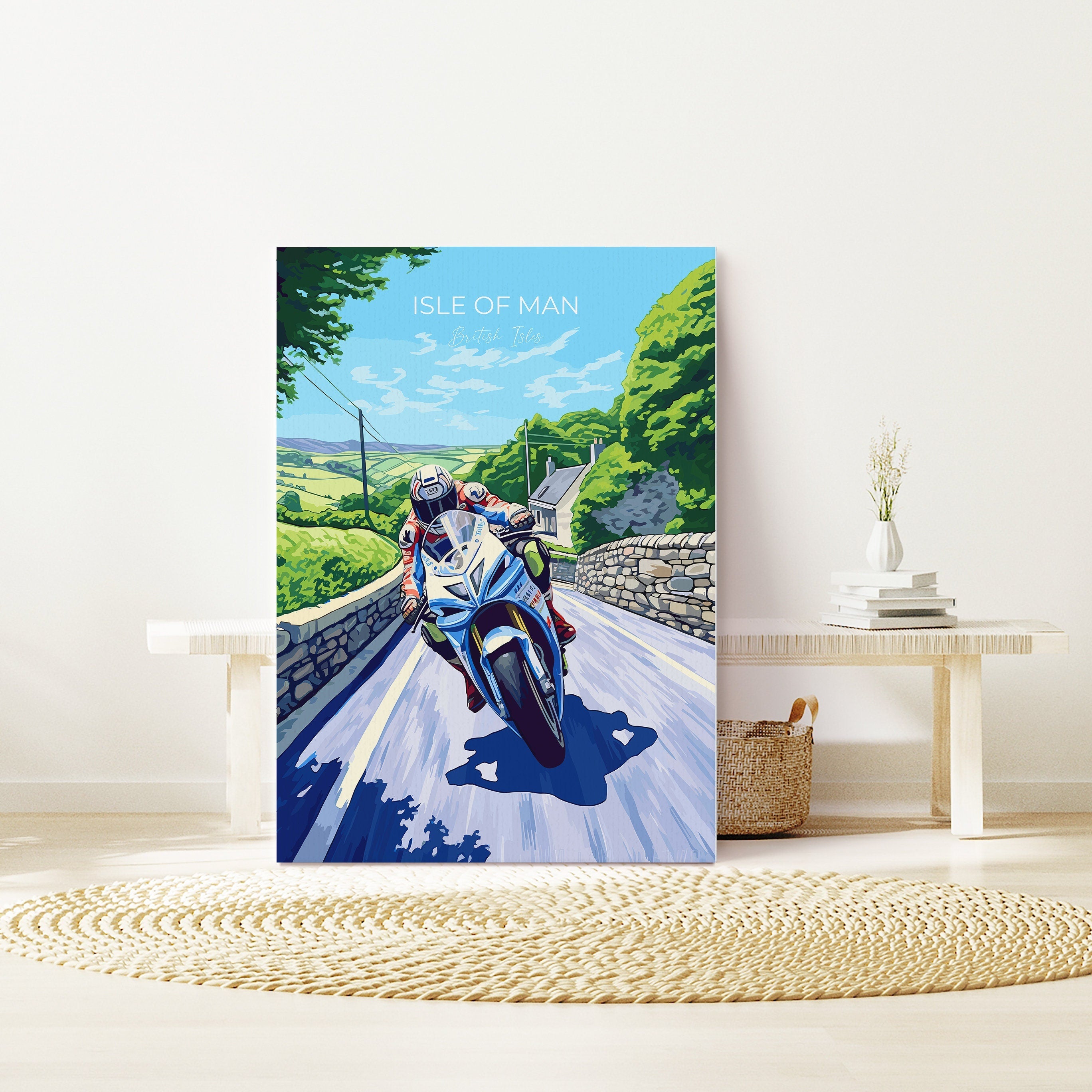 Isle of Man Print Motorbike Wall Art, Travel Poster of Isle of Man, Motorbike Racing Art, Isle of Man Art Gift,British Isles Wall Art NQ Media Designs