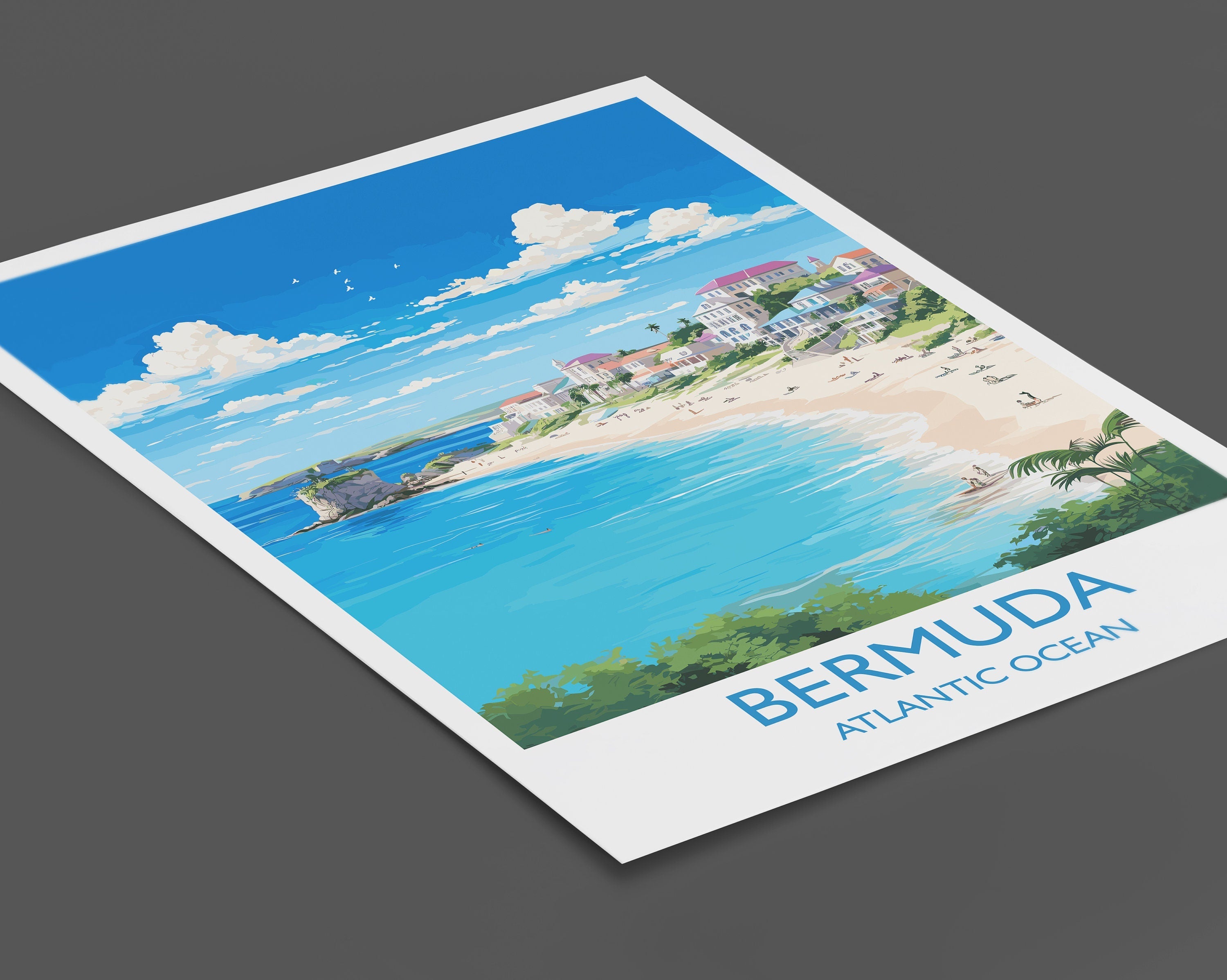 Bermuda Poster, Travel Print of Bermuda, Atlantic Ocean, Bermuda Gift, Bermuda Wall Art, Travel Gift NQ Media Designs