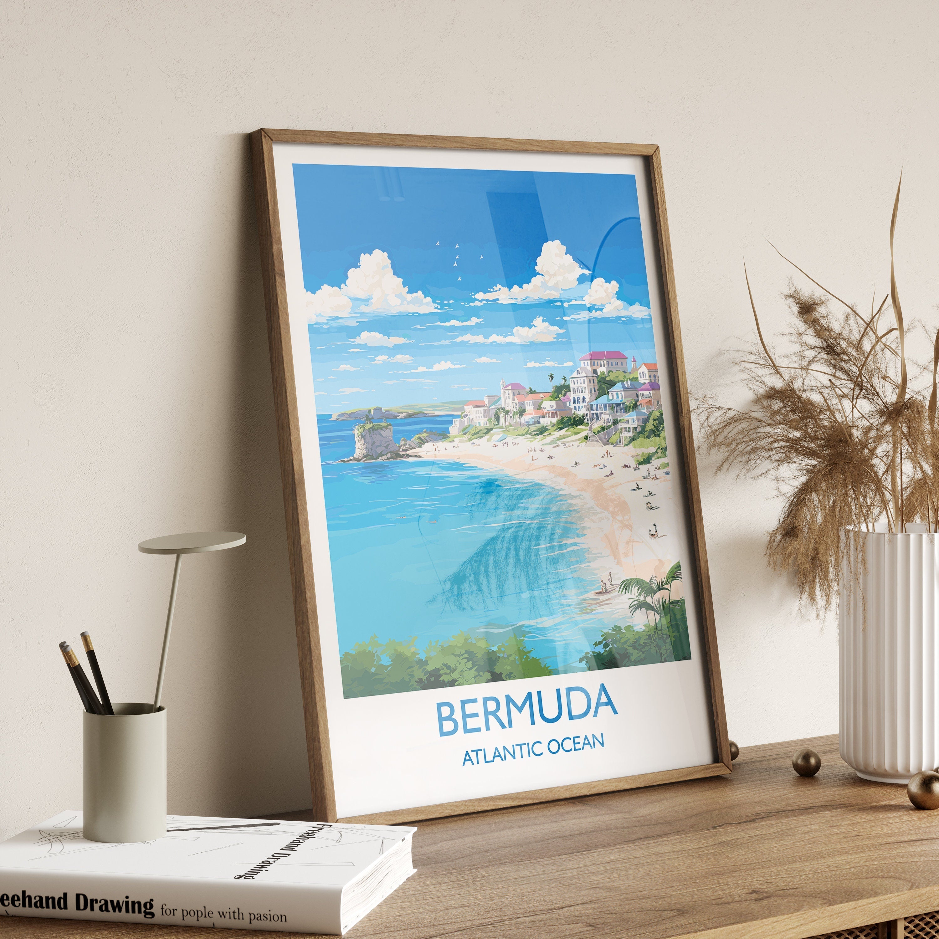 Bermuda Poster, Travel Print of Bermuda, Atlantic Ocean, Bermuda Gift, Bermuda Wall Art, Travel Gift NQ Media Designs