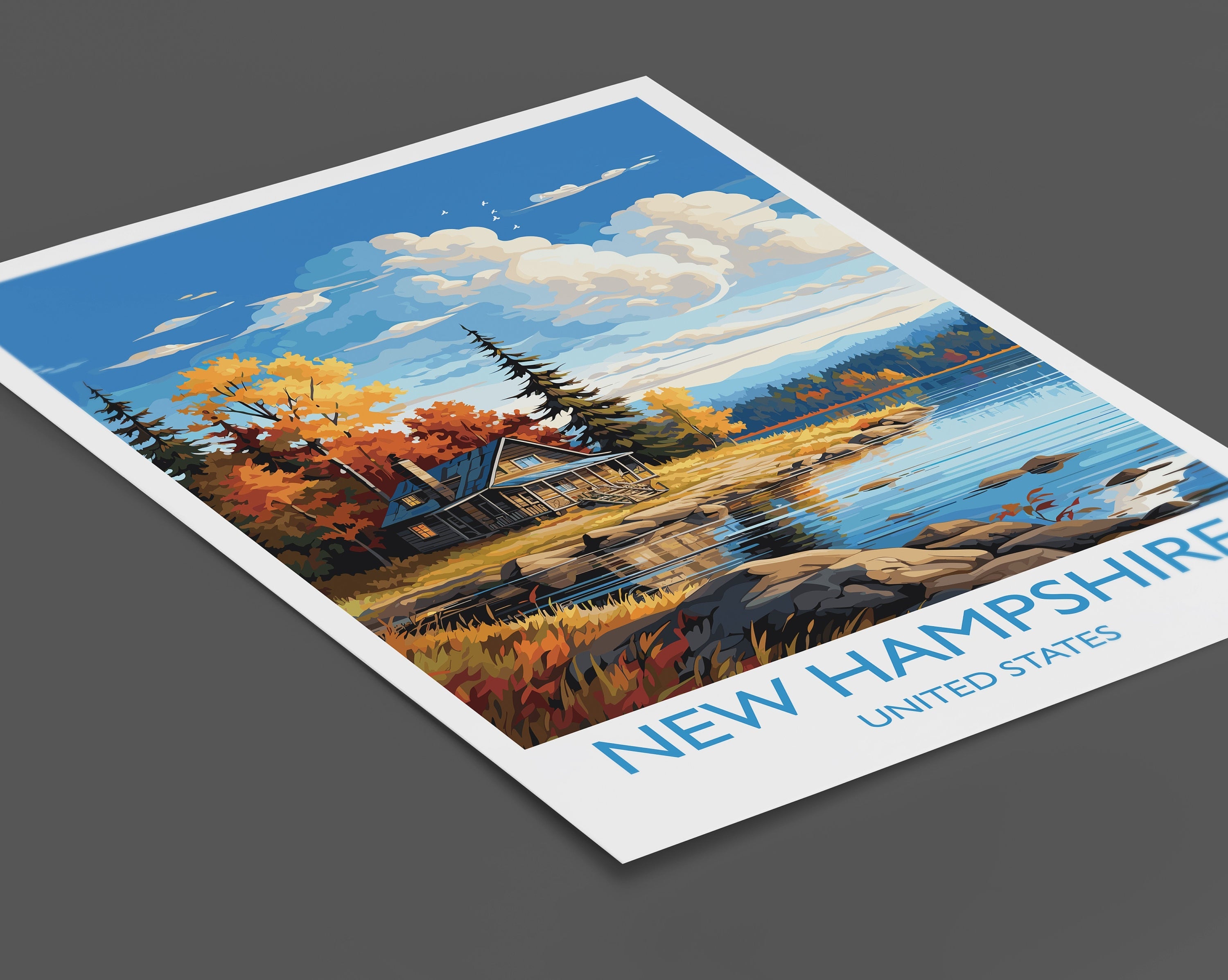 New Hampshire Poster, Travel Print of New Hampshire, New Hampshire State, USA, Travel Gift NQ Media Designs