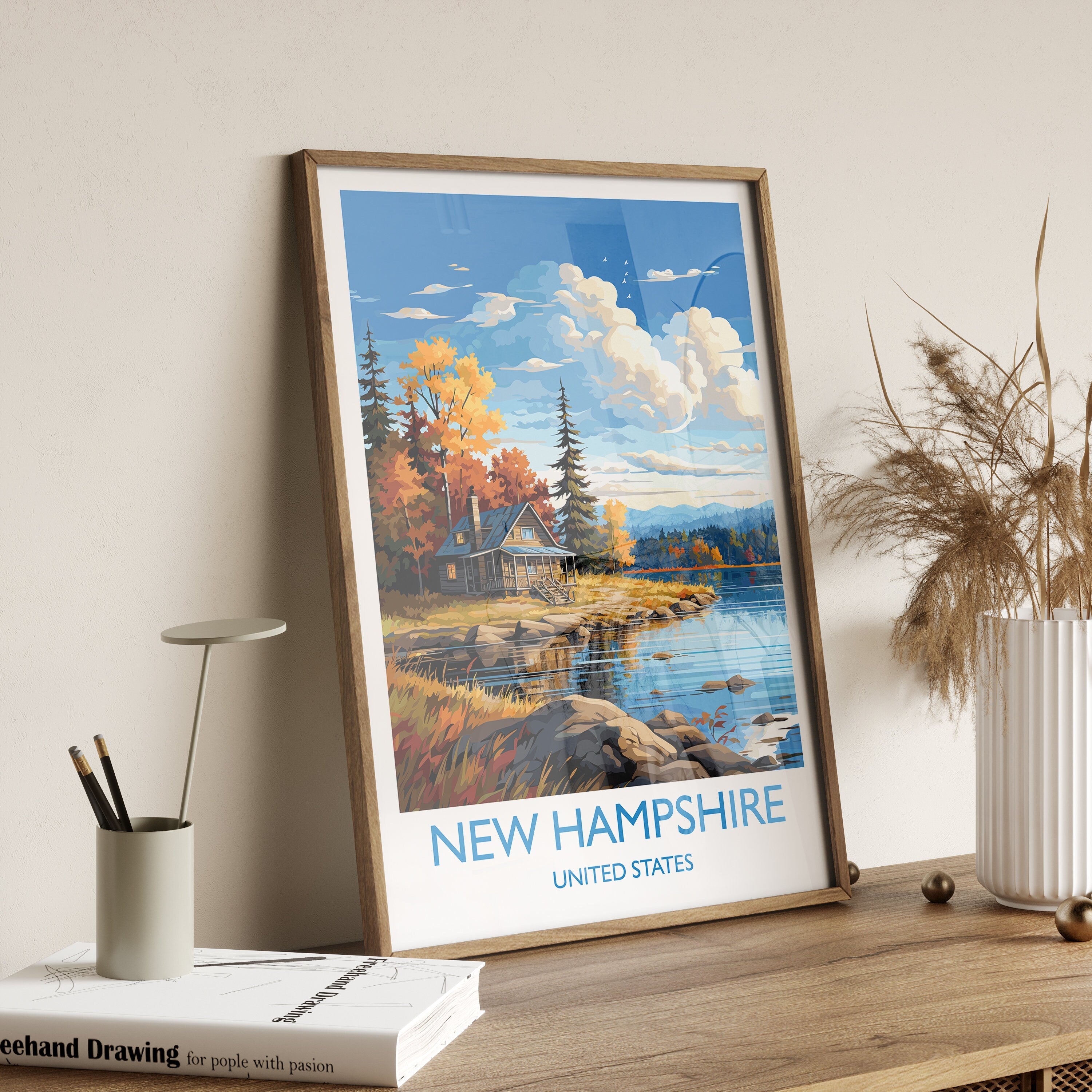New Hampshire Poster, Travel Print of New Hampshire, New Hampshire State, USA, Travel Gift NQ Media Designs