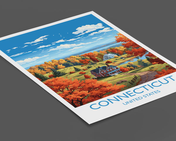 Connecticut Poster, Travel Print of Connecticut, Connecticut State, USA, Travel Gift