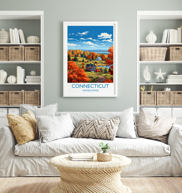 Connecticut Poster, Travel Print of Connecticut, Connecticut State, USA, Travel Gift