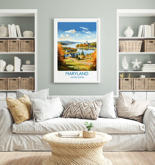 Maryland Poster, Travel Print of Maryland, Maryland State, USA, Travel Gift