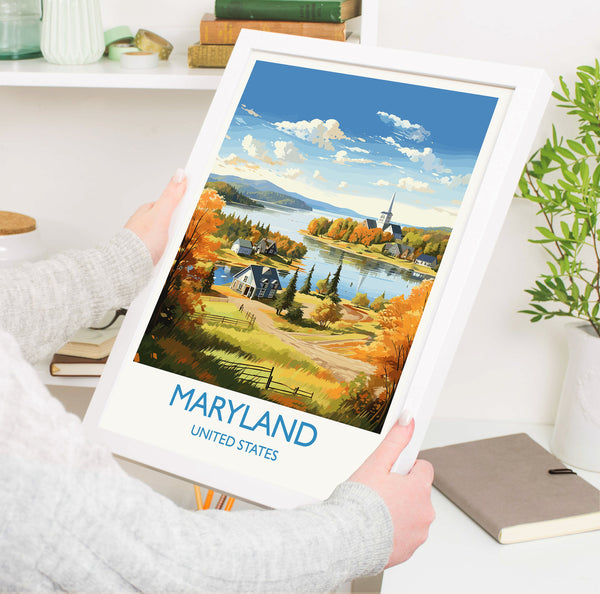 Maryland Poster, Travel Print of Maryland, Maryland State, USA, Travel Gift
