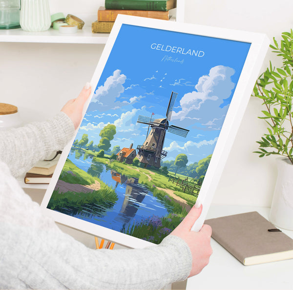 Gelderland Travel Poster, Travel Print of Gelderland, Netherlands, Dutch Art, Gelderland Gift, Wall Art Print