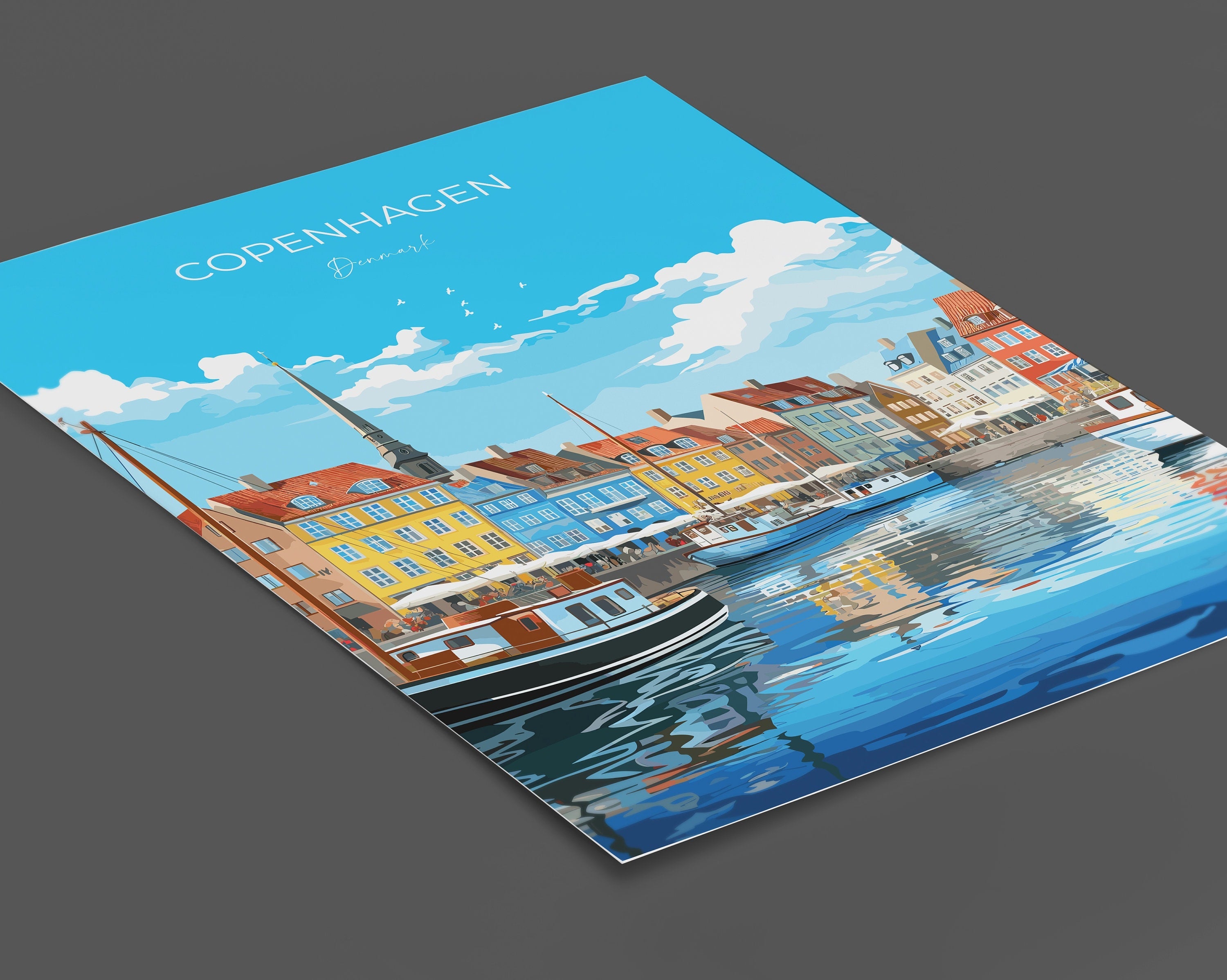 Copenhagen Print, Travel Poster of Copenhagen, Denmark, Copenhagen Gift, Denmark Wall Art, Travel Gift NQ Media Designs