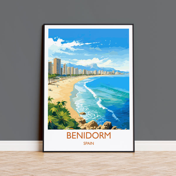 Benidorm Travel Poster - Vibrant Spain Coastal Wall Art