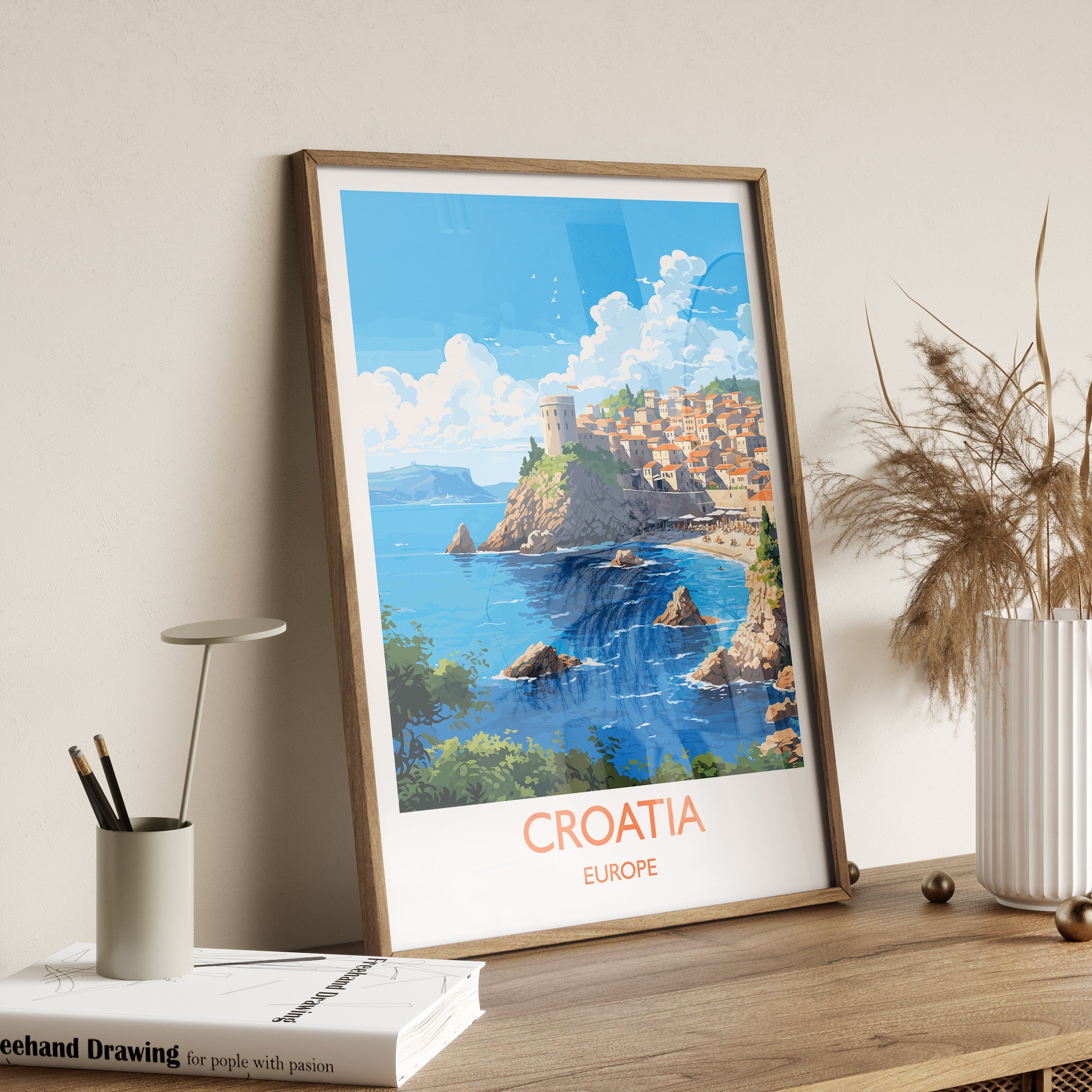 Croatia Poster, Travel Print of Croatia, Croatia Art Gift, Dalmatian coast gift, Europe Wall Art, Travel Gift NQ Media Designs