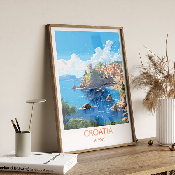 Croatia Poster, Travel Print of Croatia, Croatia Art Gift, Dalmatian coast gift, Europe Wall Art, Travel Gift