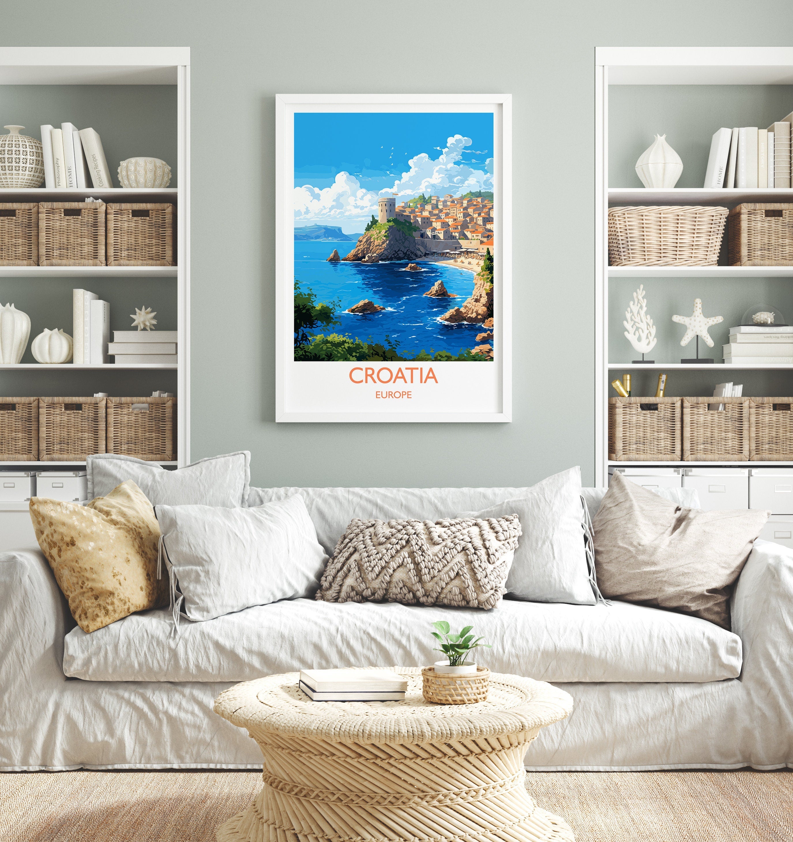 Croatia Poster, Travel Print of Croatia, Croatia Art Gift, Dalmatian coast gift, Europe Wall Art, Travel Gift NQ Media Designs