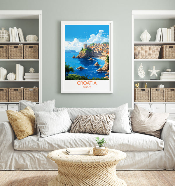 Croatia Poster, Travel Print of Croatia, Croatia Art Gift, Dalmatian coast gift, Europe Wall Art, Travel Gift