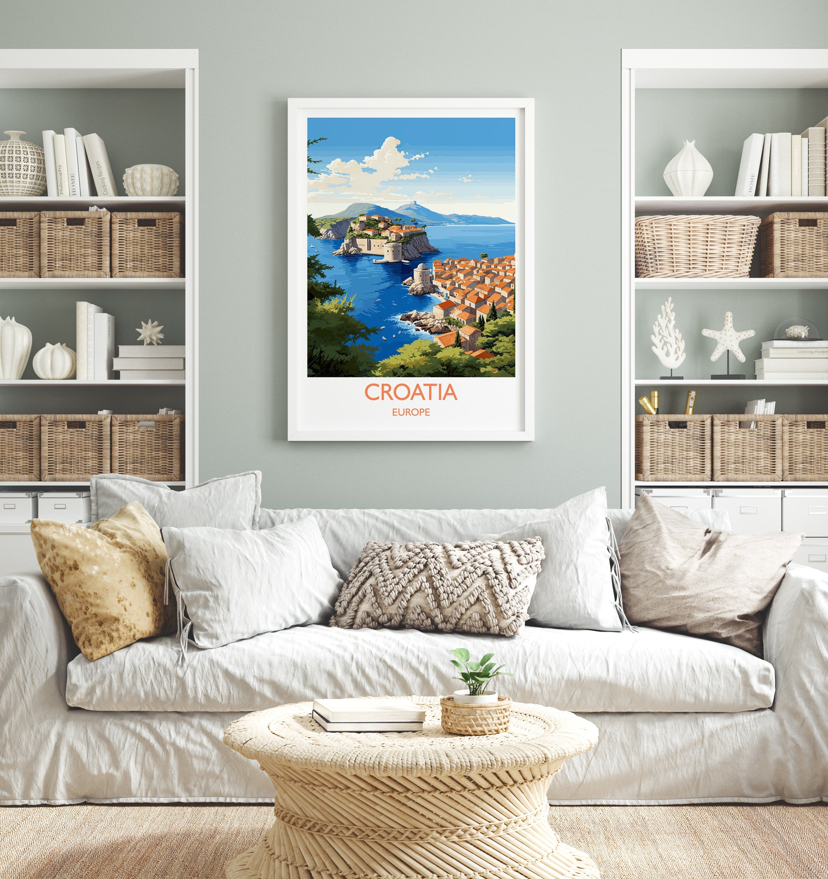 Croatia Travel Print, Travel Poster of Croatia, Croatia Art Gift, Dalmatian coast gift, Europe Wall Art, Travel Gift NQ Media Designs