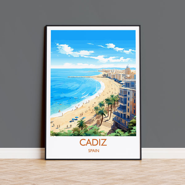 Cadiz Travel Print Wall Art, Travel Poster of Cadiz , Spain, CadizArt Gift, Spanish Coast Art