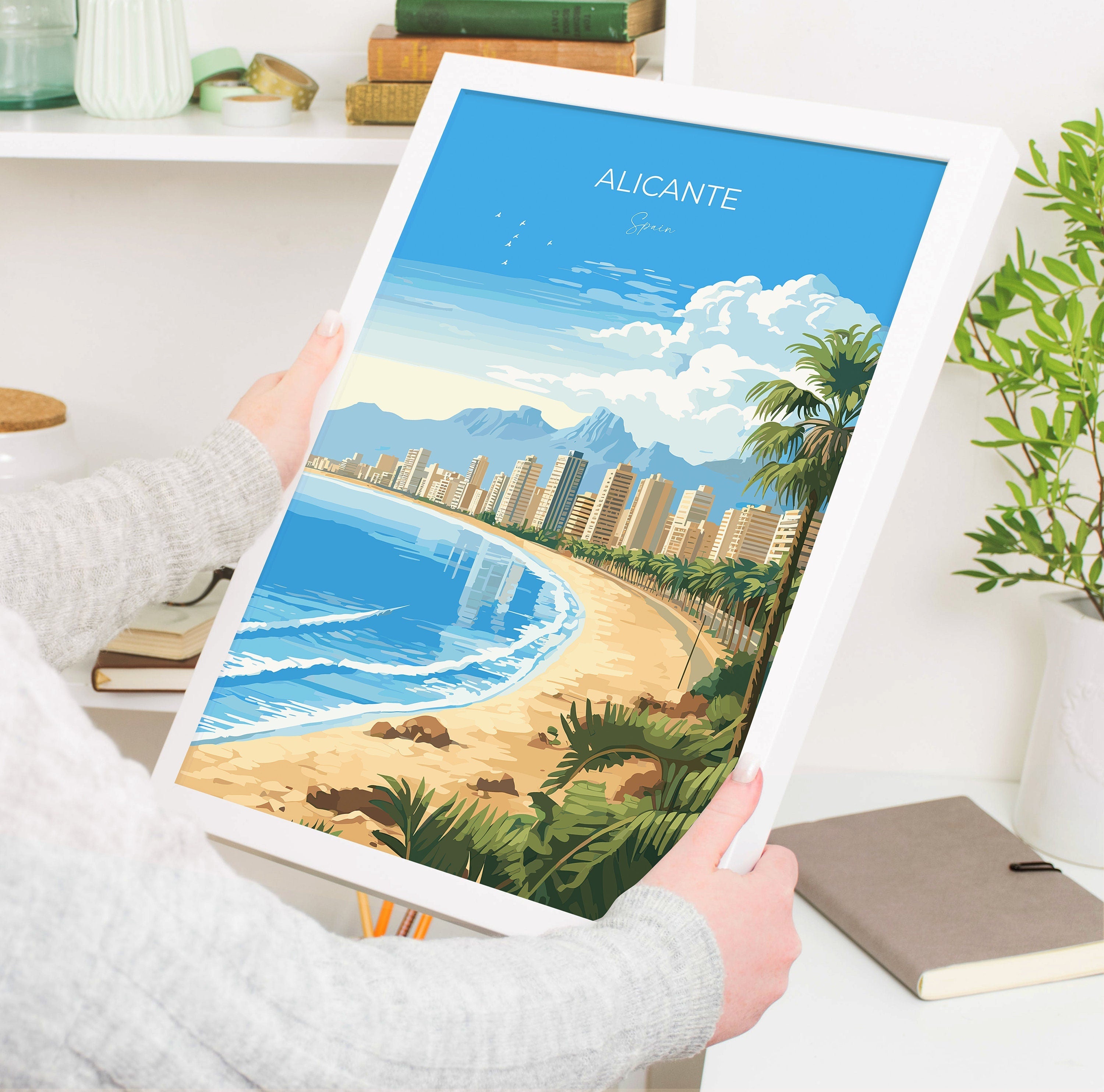 Alicante Travel Print Wall Art, Travel Poster of Alicante, Spain, Alicante Art Gift, Spanish Coast Art NQ Media Designs
