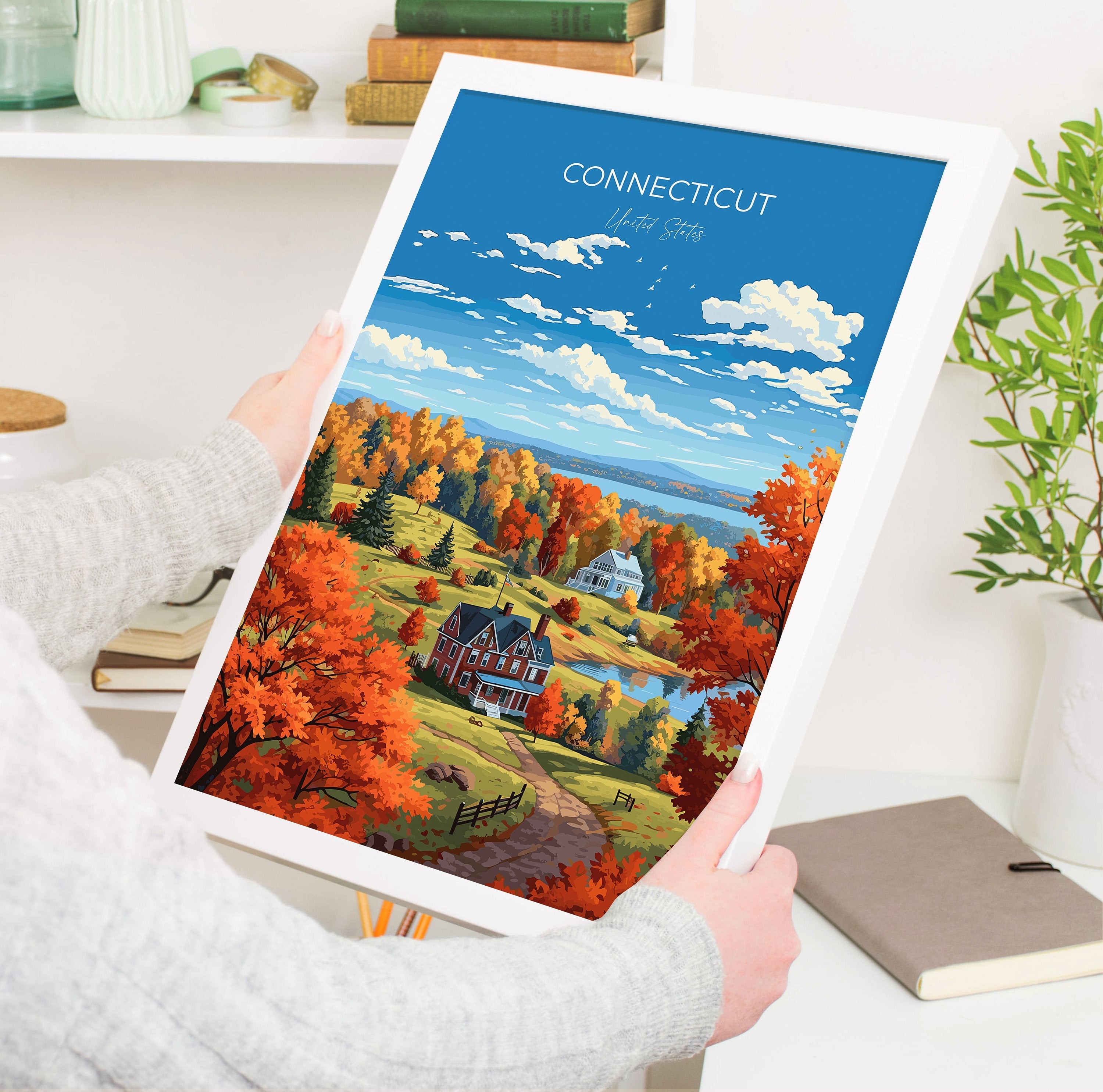 Connecticut Print, Travel Poster of Connecticut, Connecticut Art Gift, USA, Travel Gift NQ Media Designs