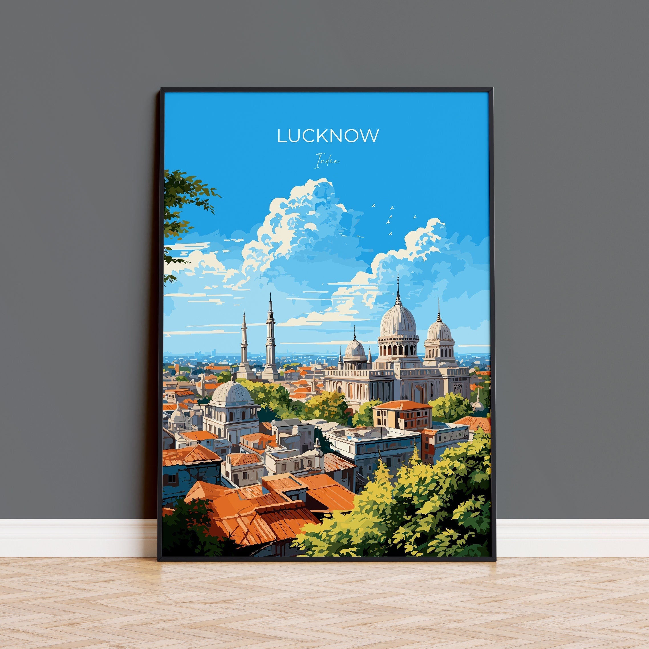 Lucknow Travel Print, Travel Poster of Lucknow, India, Lucknow Art Gift, Wall Art Print, India Wall Art Gift NQ Media Designs