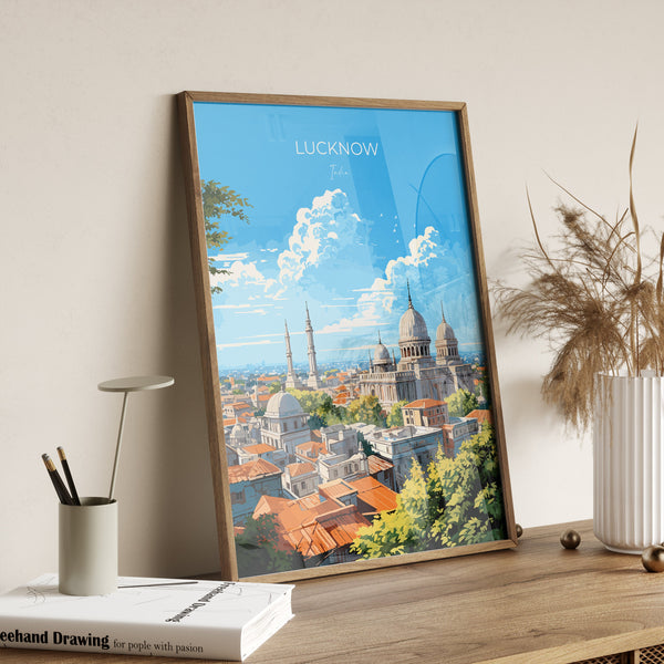 Lucknow Travel Print, Travel Poster of Lucknow, India, Lucknow Art Gift, Wall Art Print, India Wall Art Gift
