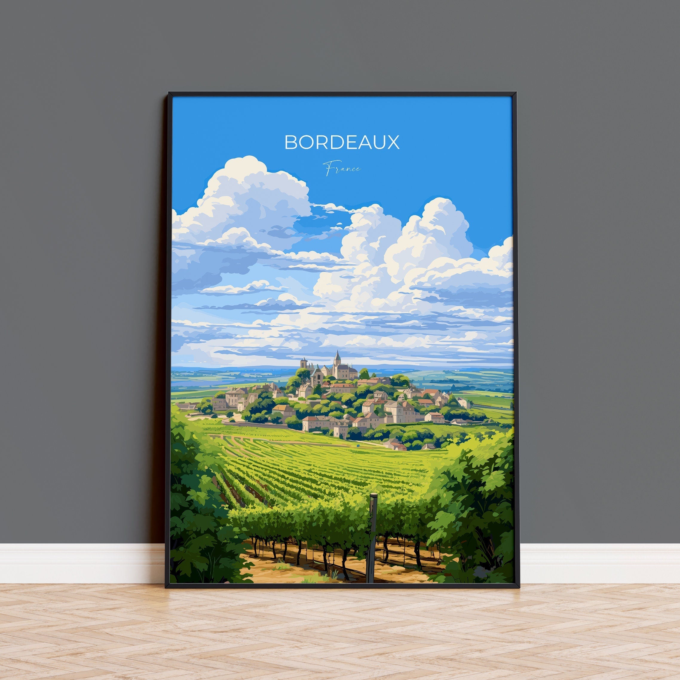 Bordeaux Travel Print Wall Art, Travel Poster of Bordeaux, Wine Region, France, Europe, France Travel Gift Art NQ Media Designs