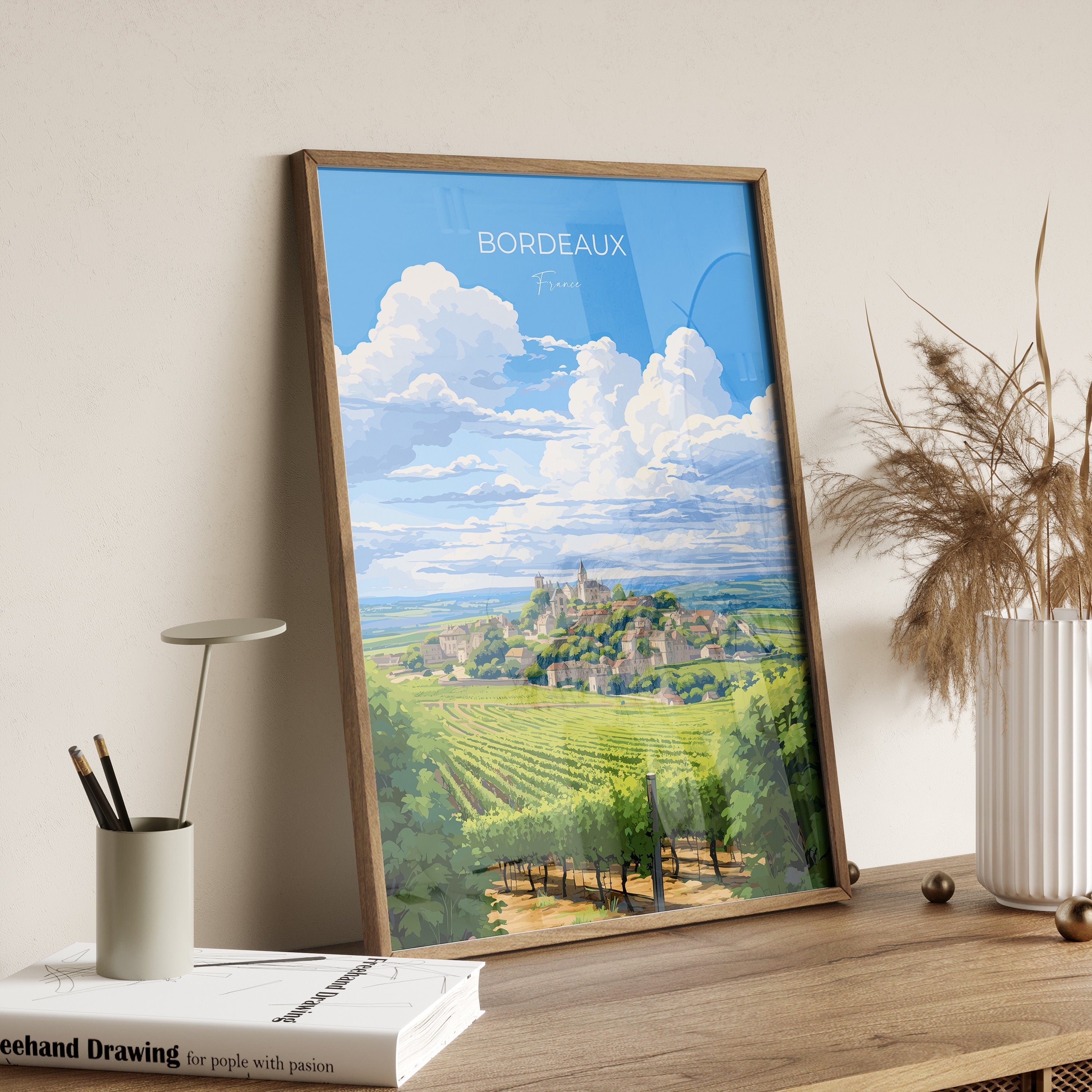 Bordeaux Travel Print Wall Art, Travel Poster of Bordeaux, Wine Region, France, Europe, France Travel Gift Art NQ Media Designs