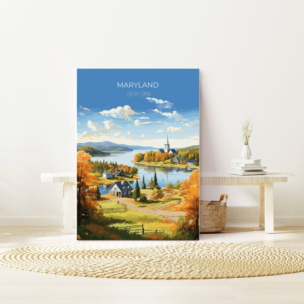 Maryland Print, Travel Poster of Maryland, Maryland State, Maryland Art Gift, USA, Travel Gift