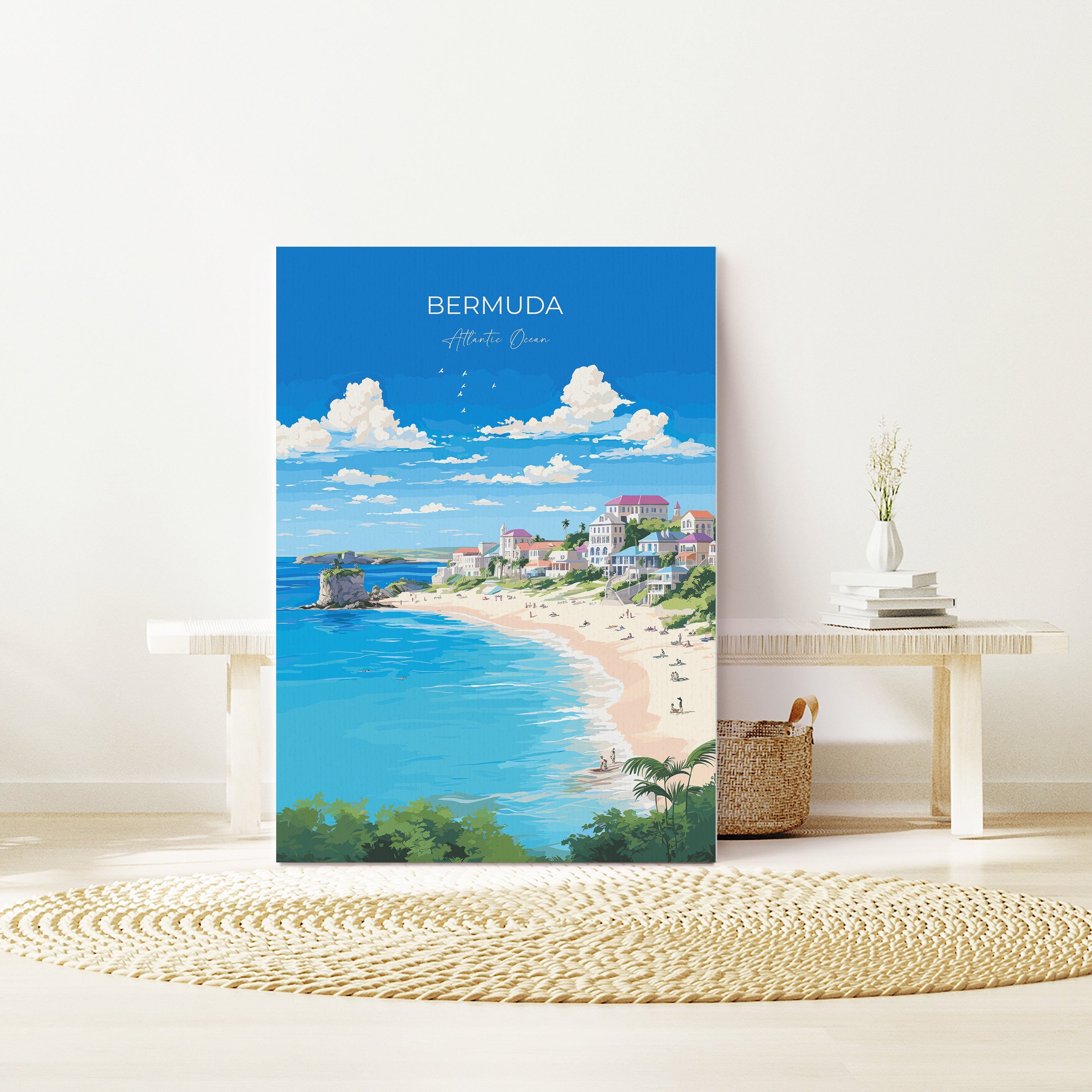Bermuda Print, Travel Poster of Bermuda, Atlantic Ocean, Bermuda Gift, Bermuda Wall Art, Travel Gift NQ Media Designs