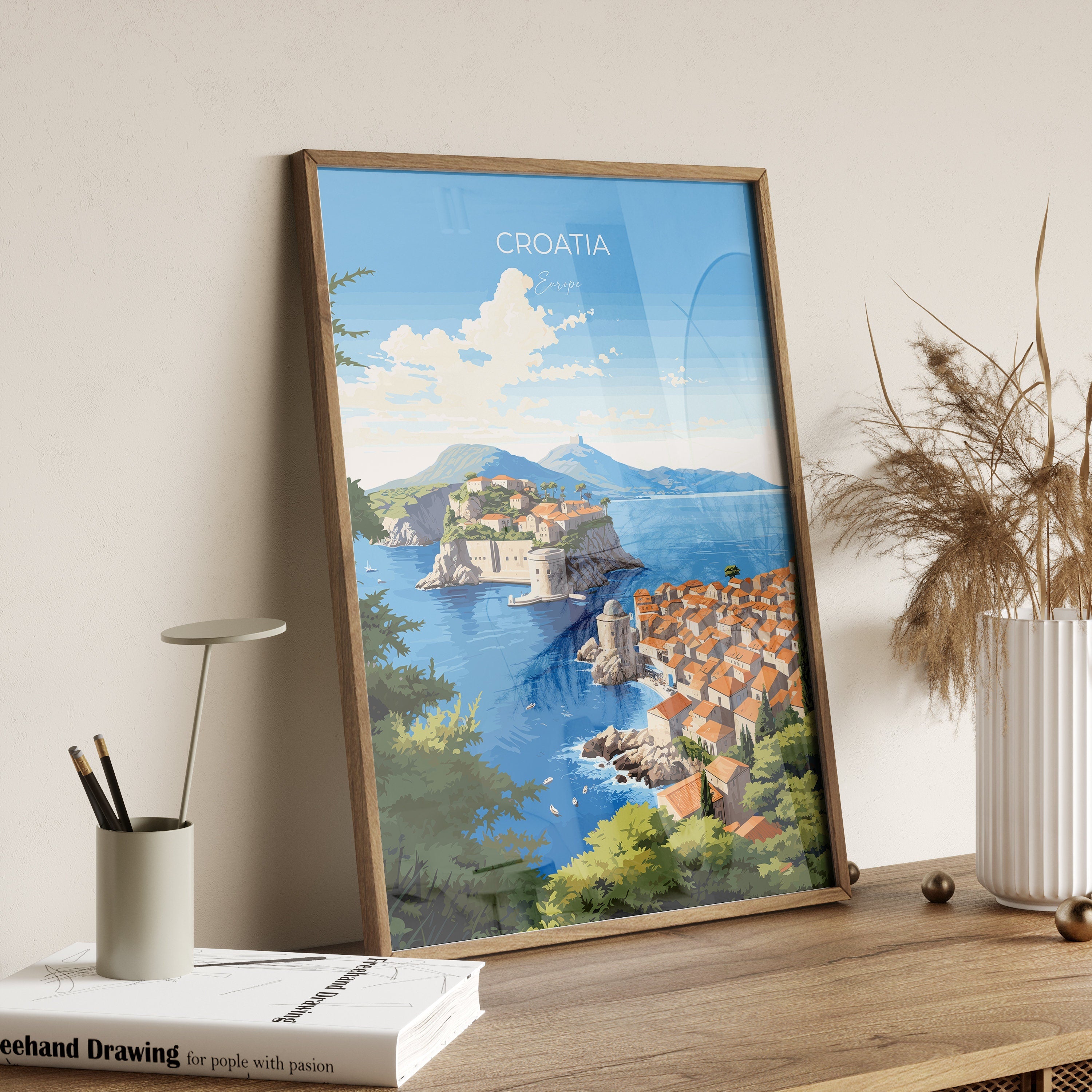 Croatia Travel Print, Travel Poster of Croatia, Croatia Art Gift, Dalmatian coast gift, Europe Wall Art, Travel Gift NQ Media Designs