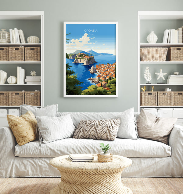 Croatia Travel Print, Travel Poster of Croatia, Croatia Art Gift, Dalmatian coast gift, Europe Wall Art, Travel Gift
