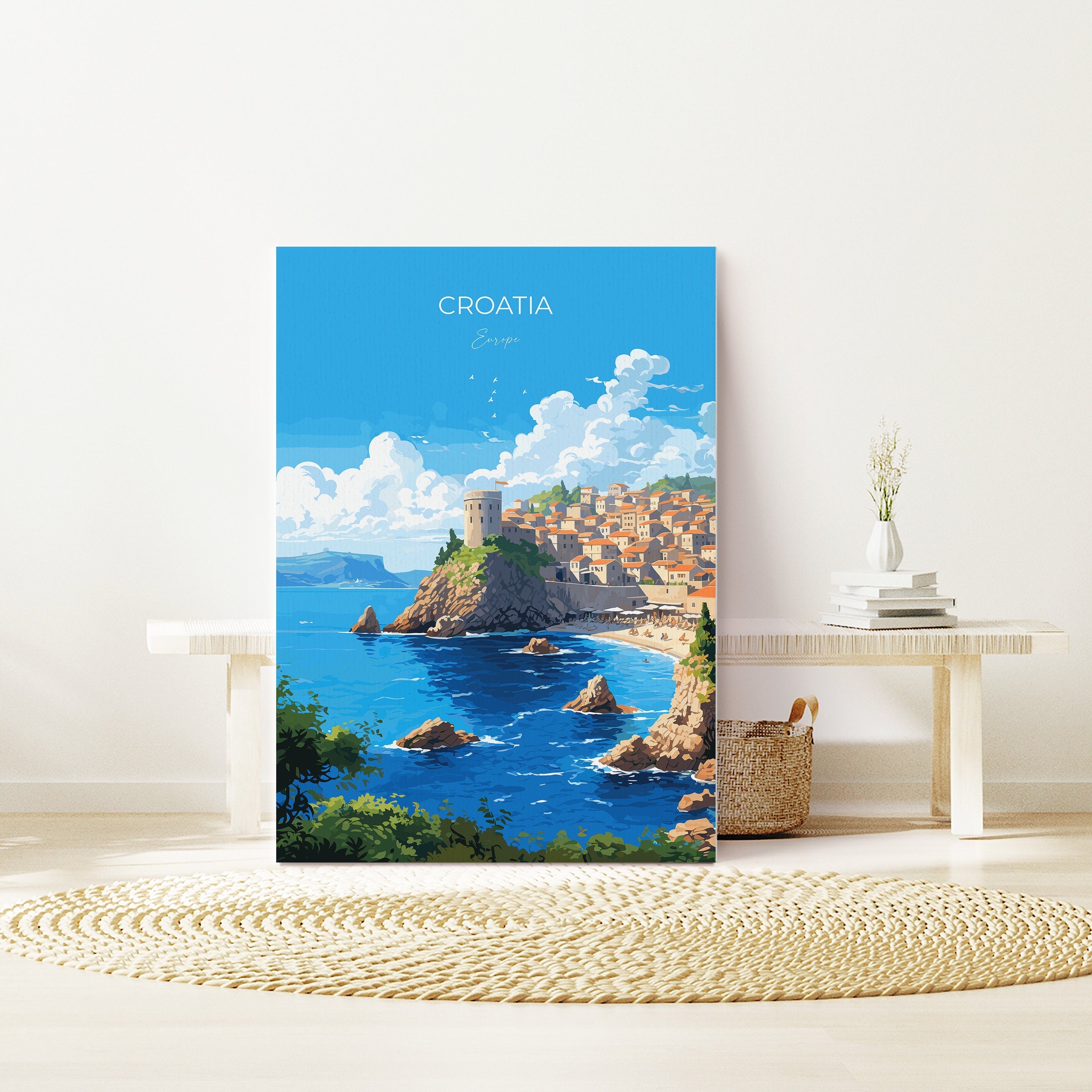 Croatia Travel Poster, Travel Print of Croatia, Croatia Art Gift, Dalmatian coast gift, Europe Wall Art, Travel Gift NQ Media Designs