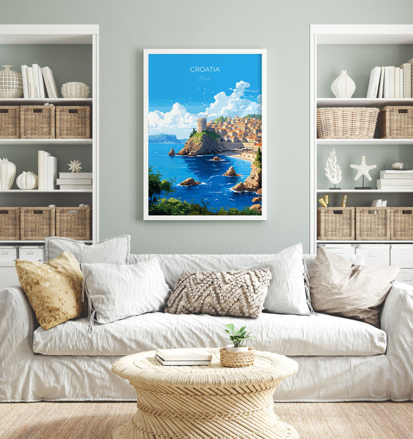 Croatia Travel Poster, Travel Print of Croatia, Croatia Art Gift, Dalmatian coast gift, Europe Wall Art, Travel Gift