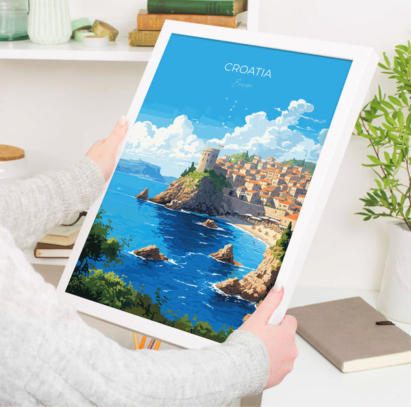 Croatia Travel Poster, Travel Print of Croatia, Croatia Art Gift, Dalmatian coast gift, Europe Wall Art, Travel Gift