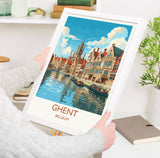 Ghent Poster, Travel Print of Ghent, Ghent Gift Art, Belgium Wall Art, Travel Gift NQ Media Designs