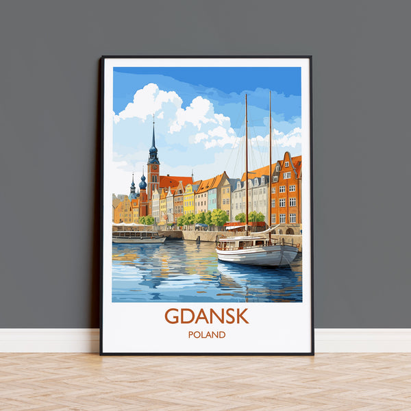 Gdansk Poster, Travel Print of Gdansk, Gdansk Gift Art, Poland Wall Art, Travel Gift