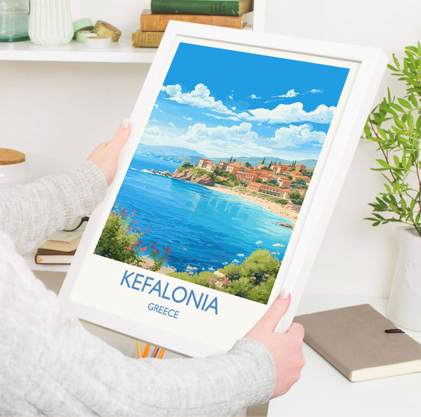 Kefalonia Travel Print, Travel Poster of Kefalonia, Greece, Kefalonia Art Gift, Wall Art Print