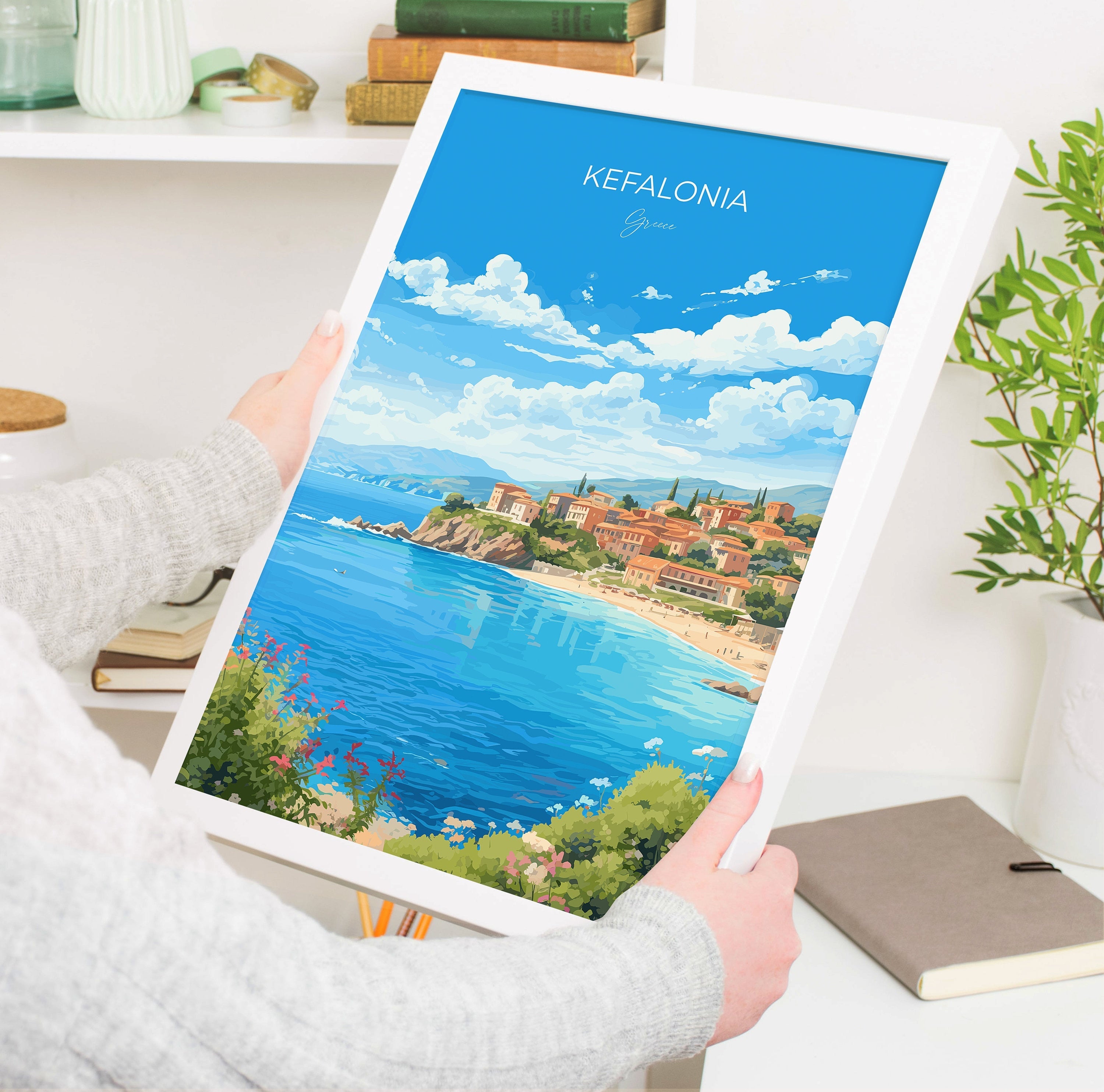 Kefalonia Print, Travel Poster of Kefalonia, Greece, Kefalonia Gift Art, Wall Art Print NQ Media Designs