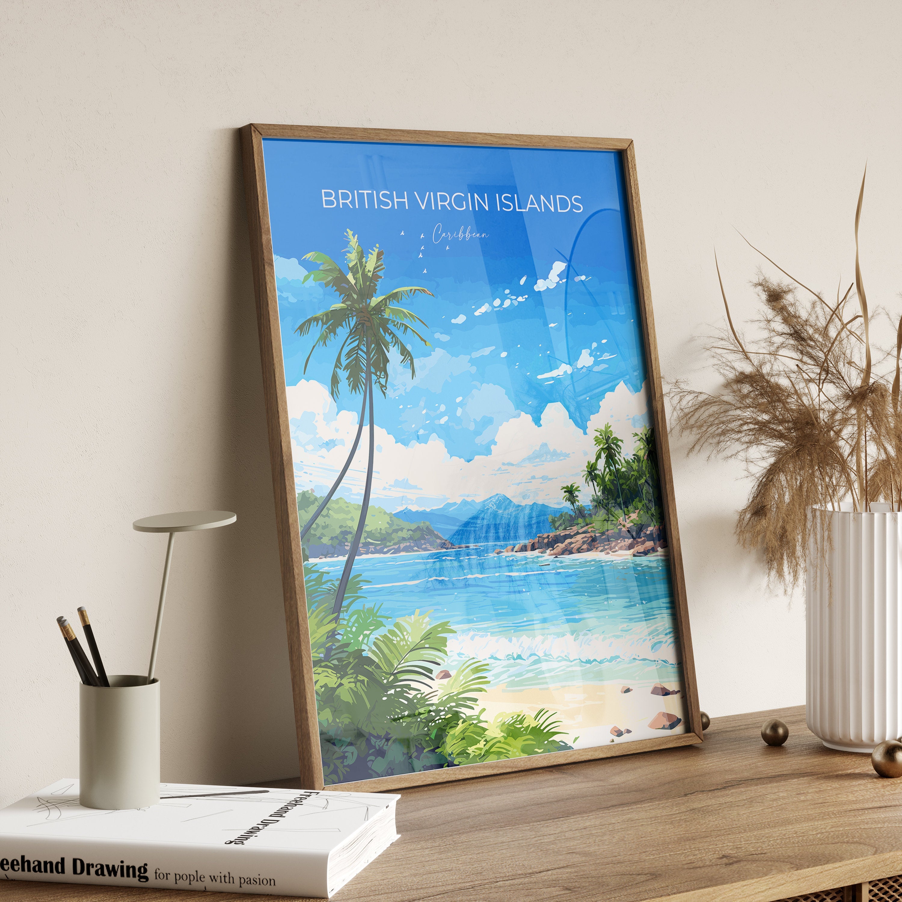 British Virgin Islands Travel Print, Travel Poster of British Virgin Islands , Caribbean, British Virgin IslandsGift, Wall Art Print NQ Media Designs