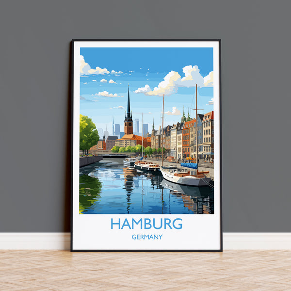 Hamburg Poster, Travel Print of Hamburg, Hamburg Gift Art, Germany Wall Art, Travel Gift