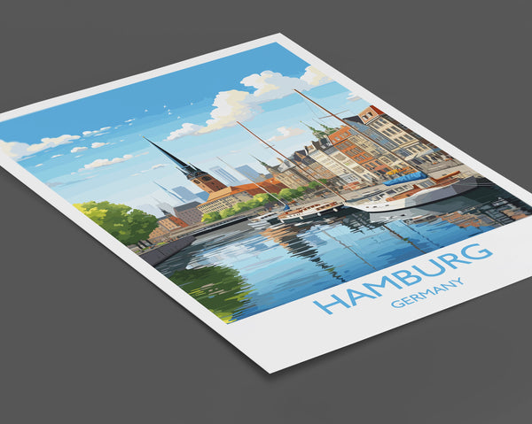 Hamburg Poster, Travel Print of Hamburg, Hamburg Gift Art, Germany Wall Art, Travel Gift