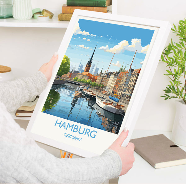 Hamburg Poster, Travel Print of Hamburg, Hamburg Gift Art, Germany Wall Art, Travel Gift